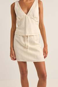 Womens Clothing Sale: Lenny Drawcord Skirt Cream