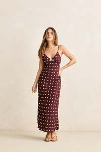 Womens New Arrivals: Polka Dot Bias Midi Dress Cafe