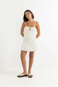 Womens New Arrivals: Polka Dot Mini Dress Cream