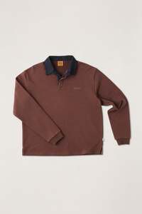 Mens T Shirts: Koa Ls Rugby Polo Chocolate