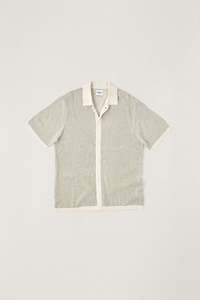 Mens T Shirts: Hi Lo Knit Button Up Natural