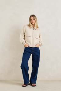 Frankie Dual Zip Cardigan Natural