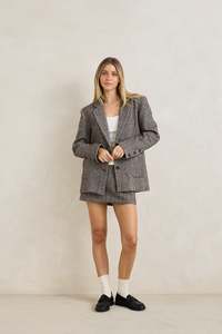 Herringbone Mini Skirt Cafe
