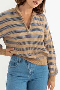 Womens New Arrivals: Estelle Quarter Zip Striped Knit