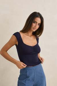 Gracie Sweetheart Top Navy