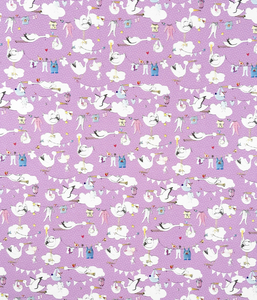 Products: PRINTED GLOSS WRAPPING PAPER BABY STORK - Ribbon & Blues
