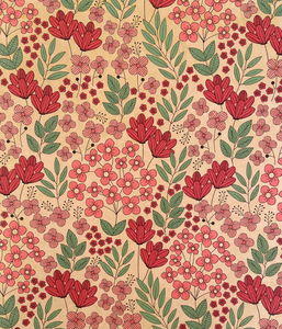 PRINTED KRAFT WRAPPING PAPER FLORAL FESTIVAL AUTUMN - Ribbon & Blues