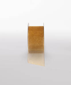 Products: WOVEN EDGE ORGANZA RIBBON OLD GOLD - Ribbon & Blues