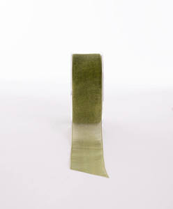 Products: WOVEN EDGE ORGANZA RIBBON OLIVE - Ribbon & Blues