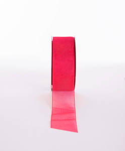 Products: WOVEN EDGE ORGANZA RIBBON CERISE - Ribbon & Blues