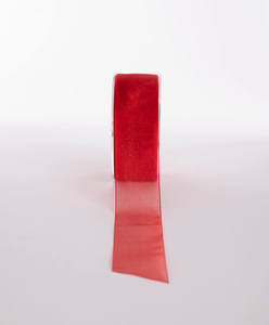 WOVEN EDGE ORGANZA RIBBON RED - Ribbon & Blues