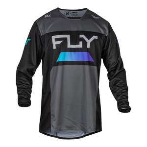 Off-Road Jerseys: FLY Racing Kinetic Reload Jersey - Charcoal / Black / Blue Iridium