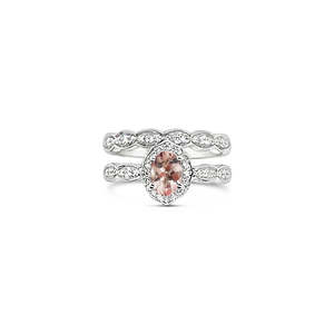 Platinum Morganite and Diamond Bridal Set