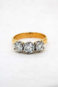 18ct Yellow and Platinum Three Stone Diamond Ring