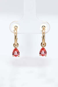 Peach Sapphire Mini Drop Earrings