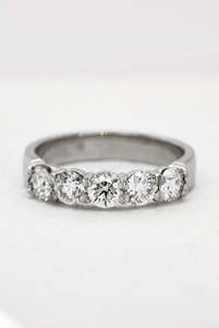 Platinum Five Stone Diamond Band
