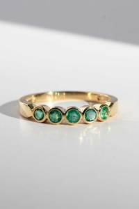 Yellow Gold Emerald Rubset Ring