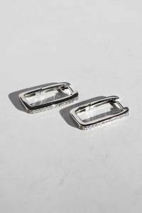 Silver Rectangle Cubic Zirconia Earrings