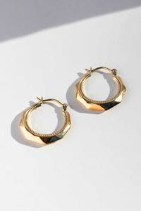 Earrings: Yellow Gold Faceted Hoop Earrings