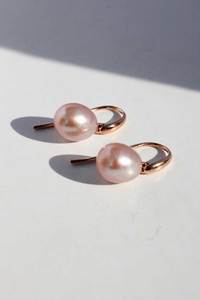 9ct Rose Gold Pink Pearl Earrings