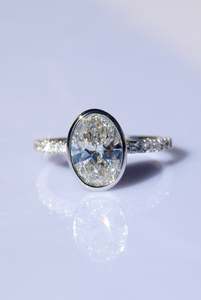 Oval Lab-Grown Rubset Diamond Ring