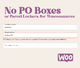 No PO Boxes or Parcel Lockers in Woocommerce