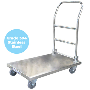 820 x 515mm Grade 304 Stainless Platform Trolley (PFR028) - Richmond Rolling Solutions NZ