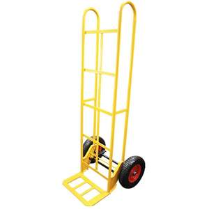 Products: 1.6m Easy Tilt Looped Handle Flat High Frame Pneumatic Hand Trolley (ETR113) - Richmond Rolling Solutions NZ