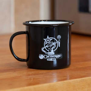Orange Bikes: Coffee Mug Retro Enamel Black Orange Bikes