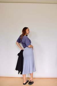 Bottoms: Blue Panelled Midi Skirt