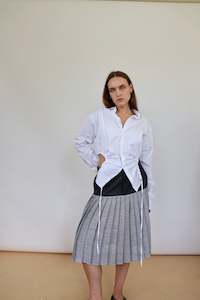 White Panelled Curve Shirt M