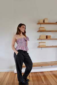 Red + Blue Ruby Pleat Top S