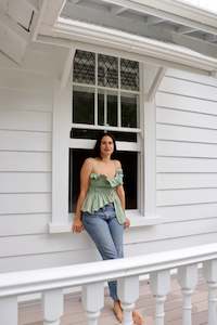 Green Ruby Pleat Top M