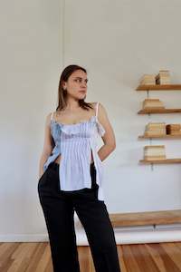 Blue Ruby Pleat Top S