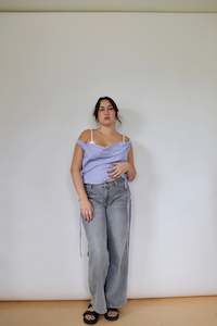 Navy Checked Awa Top XL