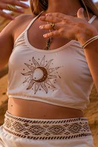 Lily and Lotus Yoga at the Beach Crop Top - White