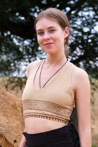 Free Spirit Collection: Lily and Lotus Mandala Crop Top - Natural