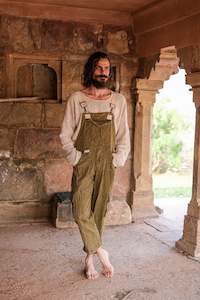 Free Spirit Collection: Cowboy Dungaree Jumpsuit - Khaki