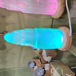 Selenite Lamps: Mini 15 x 5 cm Selenite LED Lamp with Mood Change Lighting