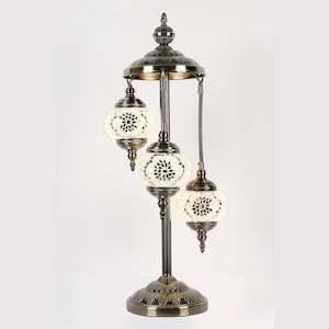 Rivendell Lamps And Lighting Solutions: Light Gold Three Tier Luxury Turkish Mosaic Lamp