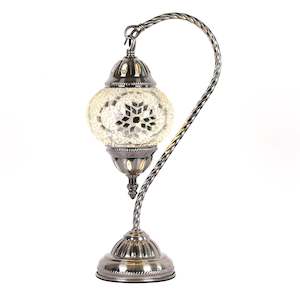 Rivendell Lamps And Lighting Solutions: Light Gold Swan Neck Turkish Mosaic Lamp