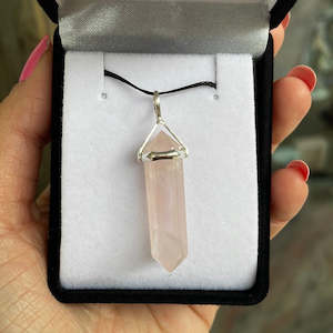 Crystal Point Pendants: Rose Quartz silver point pendant