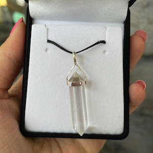 Crystal Point Pendants: Clear Quartz silver point pendant