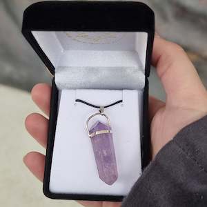 Crystal Point Pendants: Amethyst silver point pendant