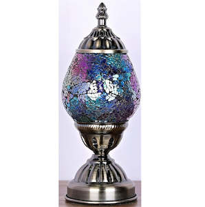 Turkish Lamps: Violet Oval Turkish Mosaic Lamp