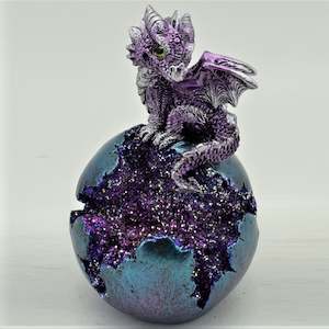 Dragons: Purple Baby Dragon on Hatched Egg
