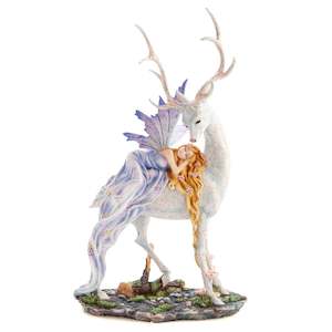 Fairies: Woodland Fairy sleeping on Snow Deer