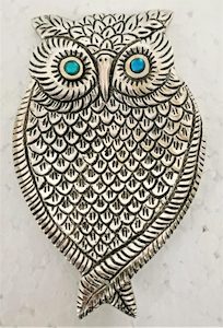 Incense Holders: White Metal OWL Incense Holder