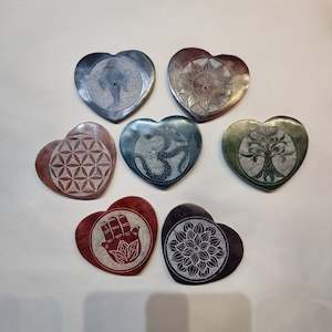 Incense Holders: Heart soap stone incense holder - assorted