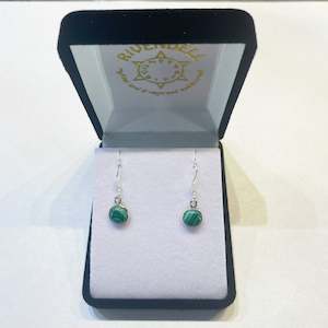 Sterling Silver Jewellery: Malachite 925 Sterling Silver Drop Circle Earrings